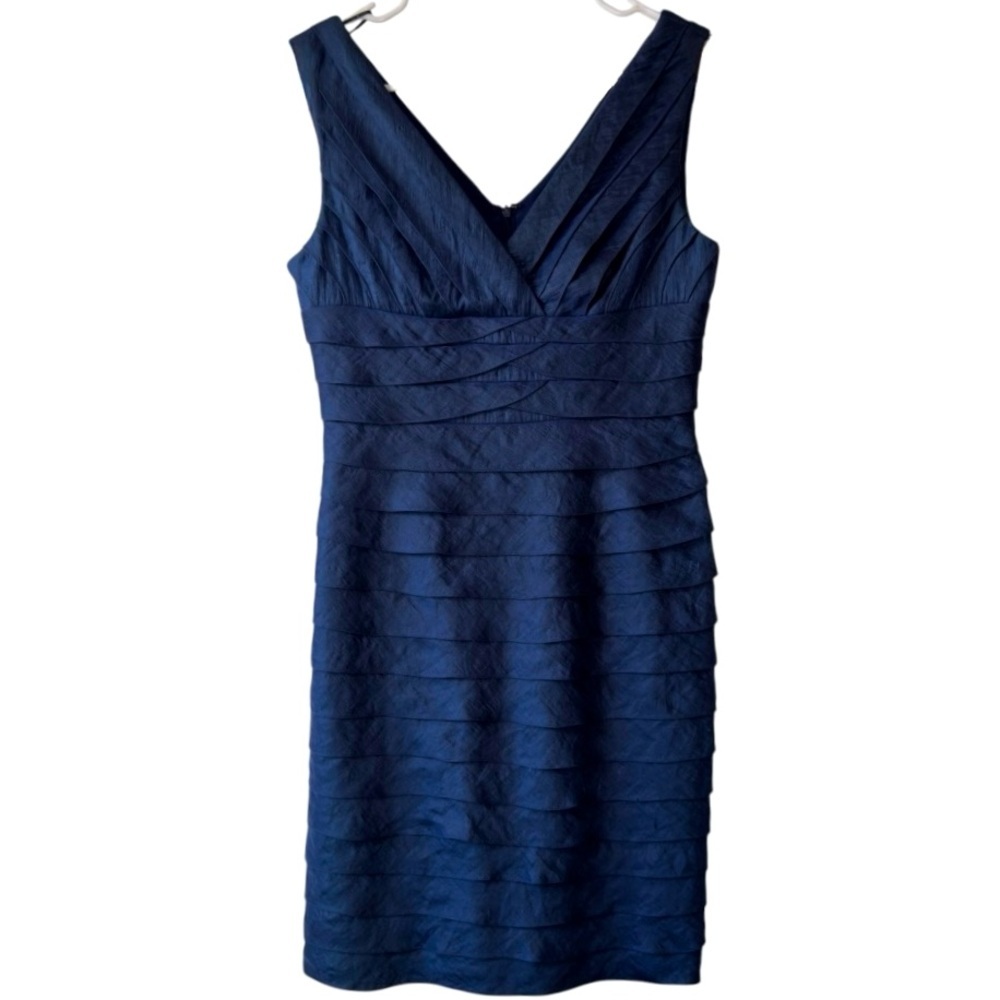 Adrianna Papell Navy Blue Sleeveless Midi Dress